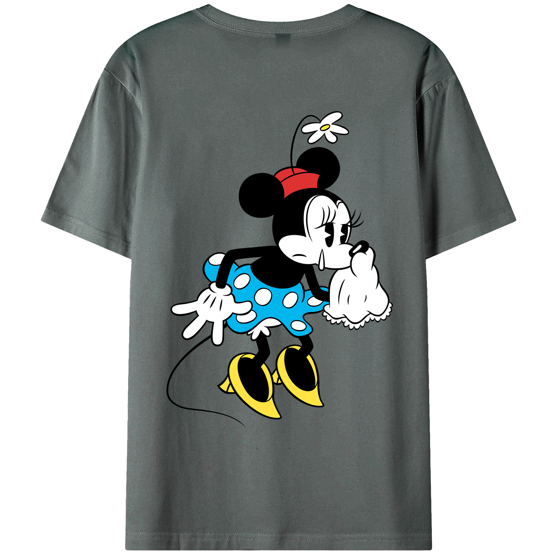 ミッキーマウス Mickey Mouse 綿100％ メンズ半袖Tシャツ（バックプリント） 通気性